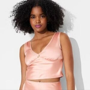 Wild Fable Pink Satin Cropped Bustier Sweetheart Sexy Top Victorian Style